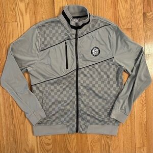 Zipway Brooklyn NY Nets NBA Gray Checkered Track Jacket Full Zip Mens XL